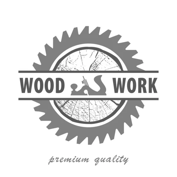 Logotipo Trabajo Madera Gris Servicio Profesional Carpintería Corte Transversal Del — Archivo Imágenes Vectoriales