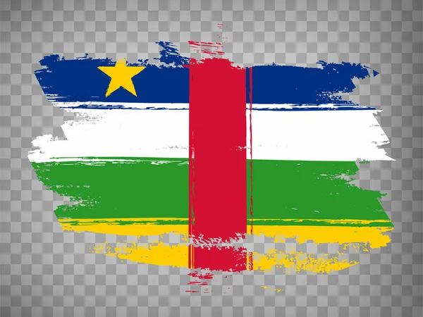中央アフリカ共和国の国旗ブラシストロークの背景 あなたのウェブサイトの設計 アプリ Uiのための透明な背景に車の旗 株式ベクトル Eps10 — ストックベクタ