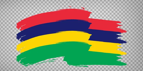 Vlag Mauritius Van Penseelstreken Waving Flag Republic Mauritius Transparante Achtergrond — Stockvector