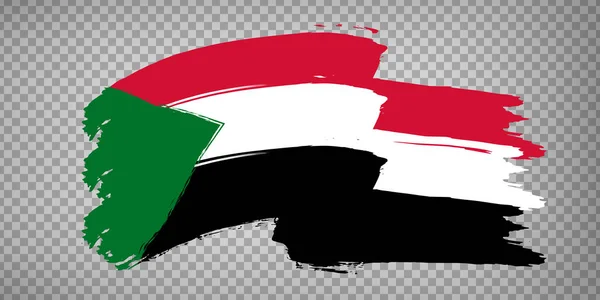 Bandera Sudán Pinceladas Ondeando Bandera República Sudán Sobre Fondo Transparente — Vector de stock