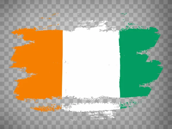 Flagga Elfenbenskustens Penseldrag Bakgrund Flagga Elfenbenskusten Transparent Bakgrund För Din — Stock vektor