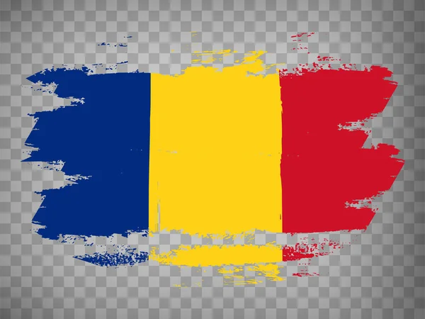 Vlag Van Roemenië Borstel Beroerte Achtergrond Vlag Roemenië Transparante Achtergrond — Stockvector