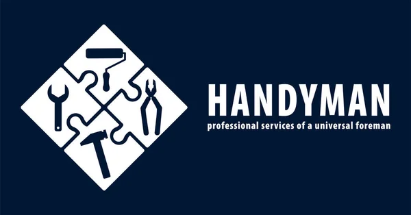 Conceito Handyman Azul Serviços Profissionais Capataz Universal Oficina Serviços Reparador — Vetor de Stock