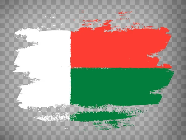Flagge Von Madagaskar Pinselstrich Hintergrund Flagge Madagaskar Auf Transparentem Hintergrund — Stockvektor