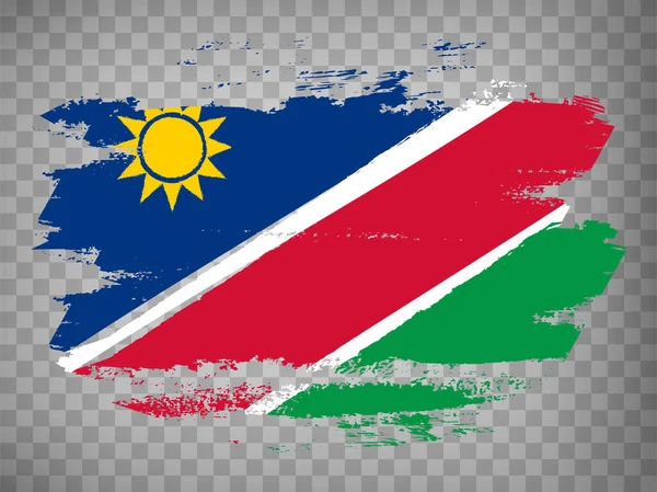 Flagga Namibia Pensel Stroke Bakgrund Flagga Namibia Transparent Bakgrund För — Stock vektor
