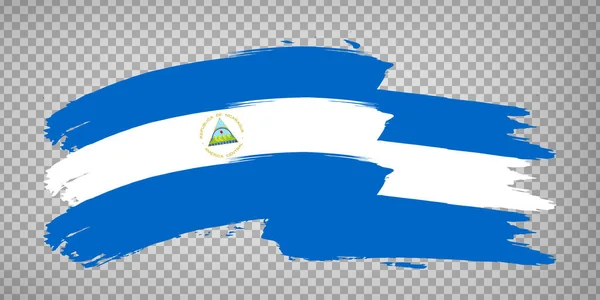 Bandera Nicaragua Fondo Pincelada Bandera Ondeante República Nicaragua Sobre Fondo — Vector de stock