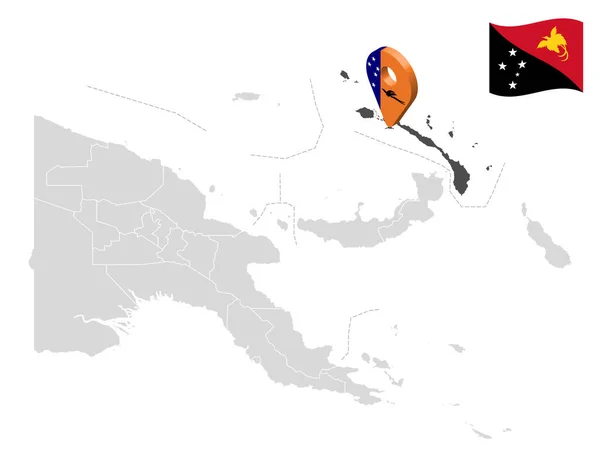 巴布亚新几内亚地图上的新爱尔兰省位置 3D位置标志类似于新爱尔兰省的国旗 为您的设计与巴布亚新几内亚各省的质量地图 Eps10 — 图库矢量图片