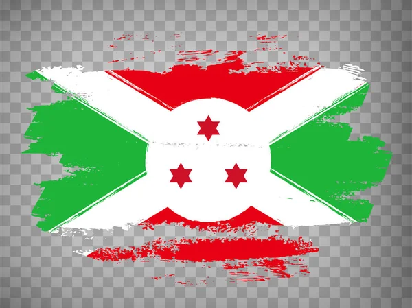 Vlag Van Burundi Borstel Beroerte Achtergrond Vlag Burundi Transparante Achtergrond — Stockvector
