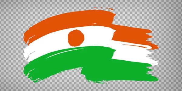 Vlag Niger Van Penseelstreken Waving Flag Republic Niger Transparante Achtergrond — Stockvector