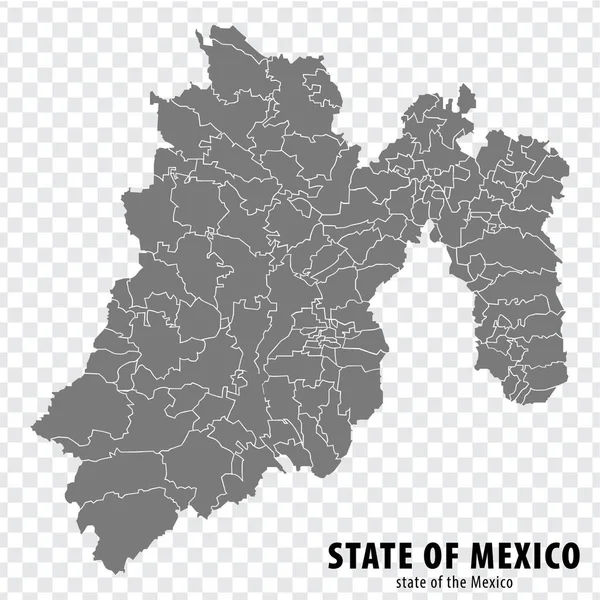 Mapa Del Estado México Sobre Fondo Transparente Mapa Blanco Edomex — Vector de stock
