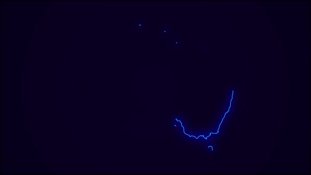 Australien Kartskiss Land Bård Mörkblå Neon Lights Färgglada Animation Övergång — Stockvideo
