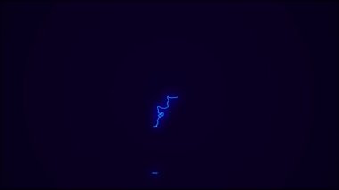 Arjantin Haritası Koyu Mavi Ülke Sınırı. Neon Lights renkli animasyon geçişi. Arjantin bayrağı. Neon tarzı animasyon. 4k Çözünürlüğü.