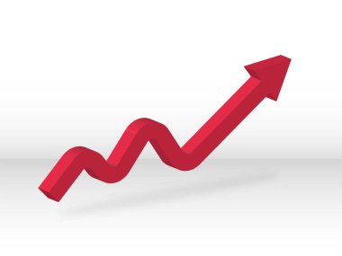 3D Ok Büyüme Konsepti. İş geçmişi için bilgi şablonu. 3D Viva Magenta Arrow. Tasarım, uygulama ve UI için beyaz arka planda gölgesi var. EPS 10