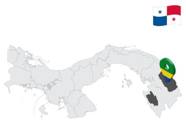 Panama haritasında yer Embera-Wounaan Eyaleti. Embera-Wounaan bayrağına benzer 3 boyutlu işaret. Tasarımınız için Panama Bölgeleri ile kalite haritası. EPS10