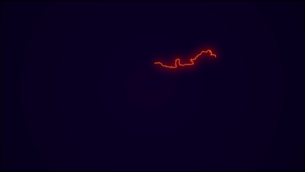 Indien Kartskiss Land Border Mörkblå Neon Lights Färgglada Animation Övergång — Stockvideo