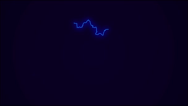Slovakia Map Outline Country Border Dark Blue Neon Lights Colorful — Stockvideo