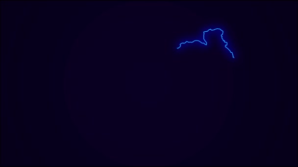 Slovenia Map Outline Country Border Dark Blue Neon Lights Colorful — Video