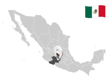 Location State of Michoacan on map. 3d location sign  Colima. Quality map with  provinces of  Mexico for your design. Vector illustration. EPS10.