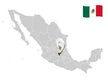 Location State of Queretaro on map. 3d location sign  Queretaro. Quality map with  provinces of  Mexico for your design. Vector illustration. EPS10.