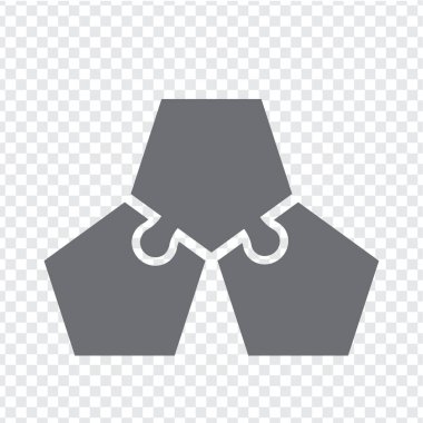 Simple icon puzzle in gray. Simple icon pentagon puzzle of the three elements  on transparent background for your web site design, app, UI. EPS10.