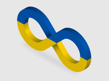 Flag of Ukraine patriotic vector design.  3D infinity in national flag colors isolated on white background with shadow for your design.  EPS10