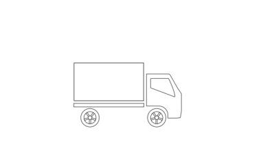 Delivery truck animation on white background. 2D animation. Cartoon car. Moving truck. Logistics concept. 4K.  Video