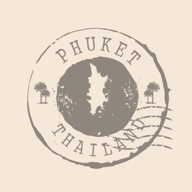 Stamp Postal of Phuket . Map Silhouette rubber Seal.  Design Retro Travel. Seal  Map Phuket of Thailand grunge  for your design.  EPS10
