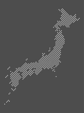 Japan map dot on gray background.  Dotted map of Japan. Vector eps10.