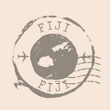 Stamp Postal of Fiji. Map Silhouette rubber Seal.  Design Retro Travel. Seal  Map Fiji  grunge  for your design.  EPS10