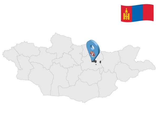 モンゴル地図上のウランバートルの場所 3Dウランバートルの位置情報 ウランバートルの旗 ウェブサイトのデザイン アプリ Uiのためのモンゴルの州との品質マップ 株式ベクトル Eps10 — ストックベクタ