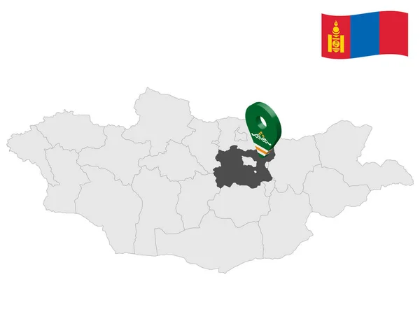 Расположение Провинции Тов Карте Монголия Третий Знак Местоположения Това Флаг — стоковый вектор