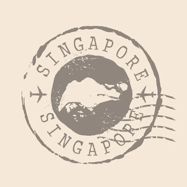 Ταχυδρομική Σφραγίδα Της Σιγκαπούρης Χάρτης Σιλουέτα Λαστιχένια Σφραγίδα Σχεδιασμός Retro — Διανυσματικό Αρχείο
