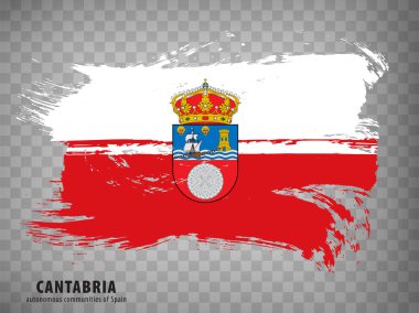 Cantabria fırça darbeleri bayrağı. İnternet sitenizin tasarımı, logosu, uygulaması, UI için şeffaf arkaplanı olan Cantabria bayrağı. İspanya Krallığı. Hisse senedi. EPS10.