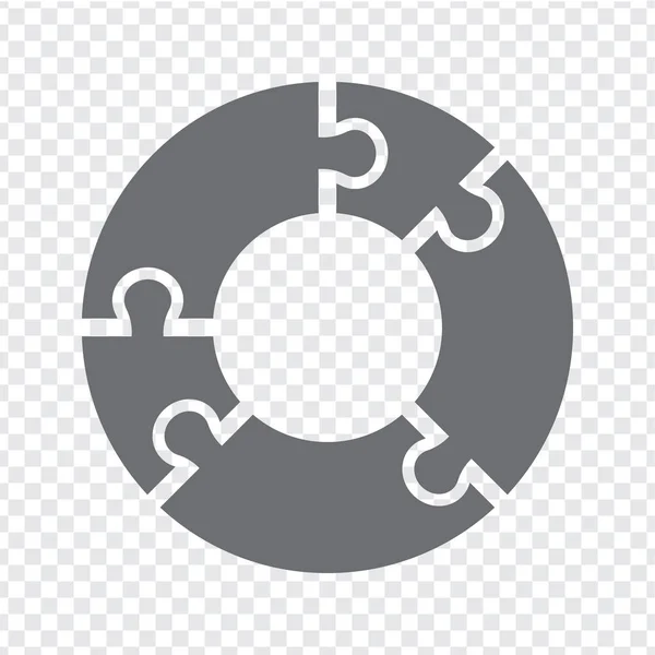 Enkel Ikon Cirkel Pussel Grått Transparent Bakgrund Enkel Ikon Cirkel — Stock vektor