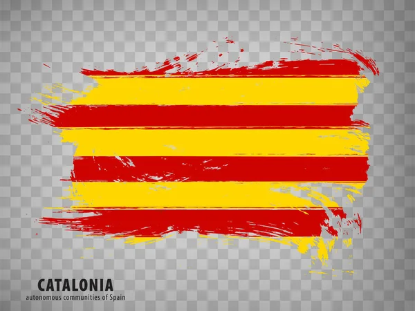 Flaga Katalonii Pociągnięcia Pędzla Flaga Wspólnota Katalonii Tytułem Przejrzystym Tle — Wektor stockowy