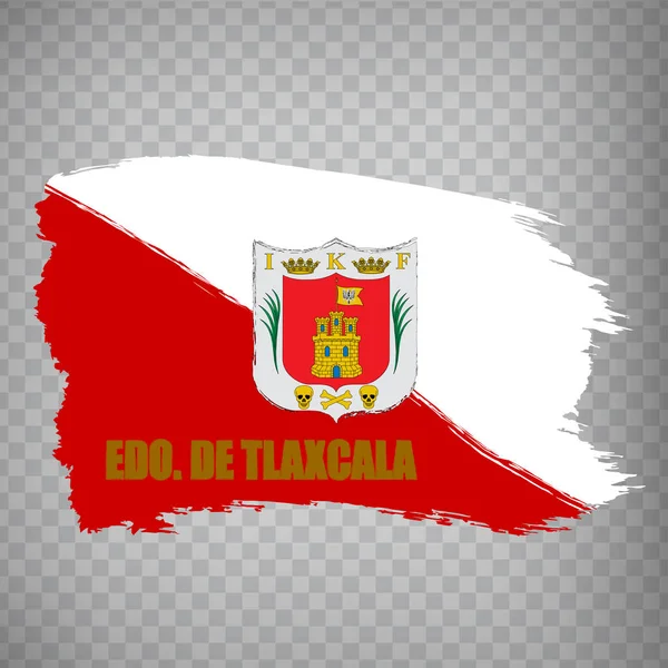 Прапор Гладеньких Мазків Flag State Tlaxcala Mexico Transparent Background Your — стоковий вектор