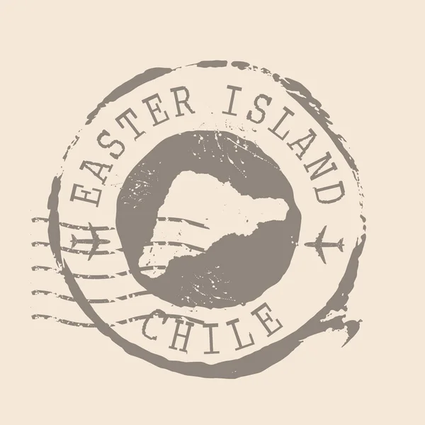 Sello Isla Pascua Postal Mapa Sello Goma Silueta Diseño Retro — Vector de stock