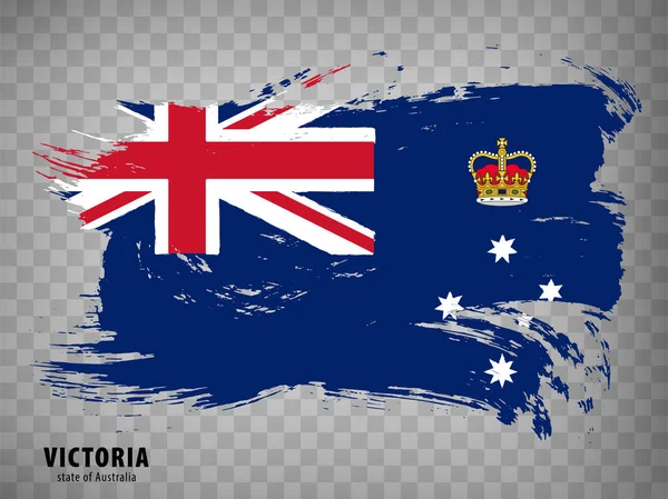 Pinselstriche Flaggenstaat Victoria Flagge Victoria Mit Titel Auf Transparentem Hintergrund — Stockvektor
