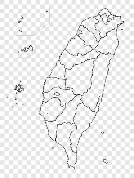 Mapa Branco Taiwan Mapa Alta Qualidade Taiwan Com Províncias Fundo — Vetor de Stock