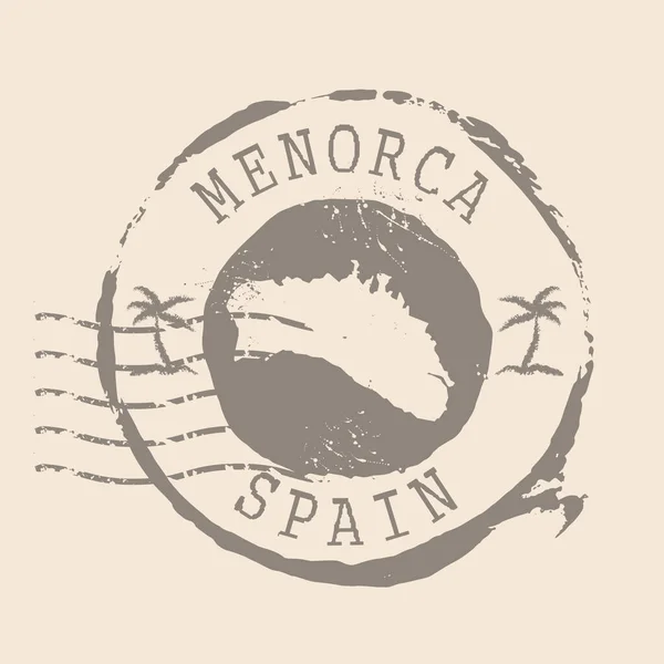 Timbre Minorque Postal Carte Silhouette Caoutchouc Seal Design Retro Travel — Image vectorielle