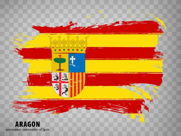 아라곤의 붓질을 플래그 커뮤니티 아라곤 Flag Autonomous Community Aragon 사이트 — 스톡 벡터