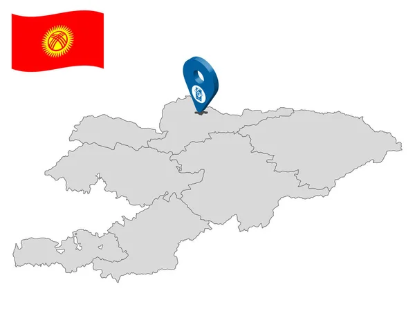 Расположение Города Бишкек Карте Кыргызстан Бишкек Знак Местоположения Города Карта — стоковый вектор