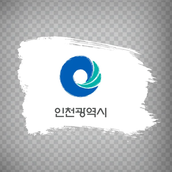从笔划中得到仁川的旗帜 大韩民国 韩国国旗仁川关于透明的背景为您的网站设计 应用程序 用户界面 种群向量 Eps10 — 图库矢量图片