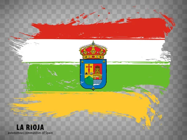 Flagga Rioja Penseldrag Flagga Autonoma Regionen Rioja Med Titel Transparent — Stock vektor