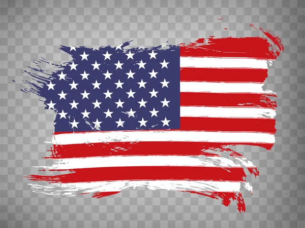 Bandiera Usa Isolata Bandiera Degli Stati Uniti Sfondo Pennellata Sventolando — Vettoriale Stock