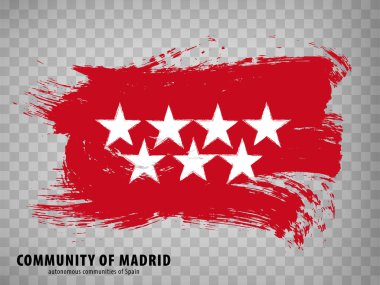 Madrid bayrağı fırça darbeleri. Madrid Bayrak Topluluğu internet sitesi tasarımı, uygulaması, UI için şeffaf arka plan. İspanya Krallığı. Hisse senedi. EPS10.