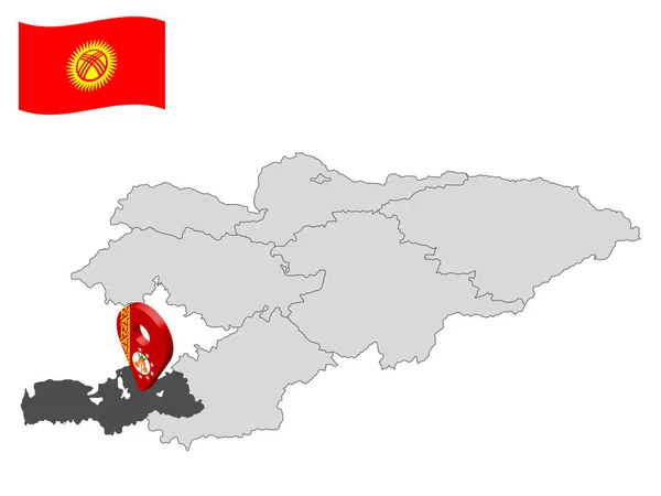 Расположение Баткенской Области Карте Кыргызстан Третий Знак Местоположения Региона Баткен — стоковый вектор