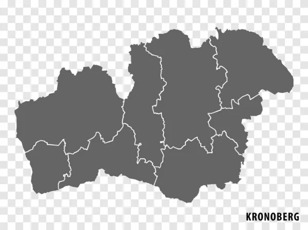 Mapa Branco Condado Kronoberg Suécia Mapa Alta Qualidade Kronoberg County —  Vetores de Stock