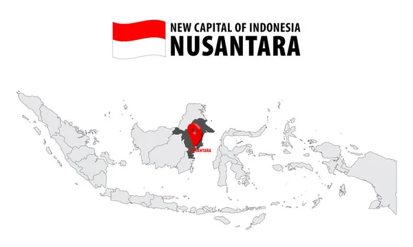 인도네시아의 수도는 칼리만탄에 Nusantara 인도네시아 지도에 여러분의 사이트 디자인 인도네시아의 — 스톡 벡터