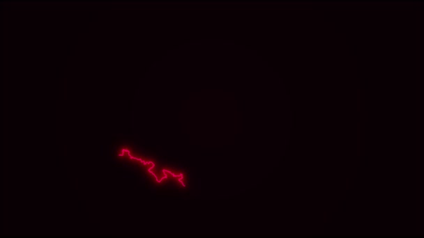 Plattegrond Polen Plattegrond Landgrens Zwart Neon Lights Kleurrijke Animatie Overgang — Stockvideo